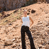 Jeans Silene negro bordado