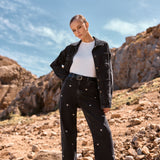 Jeans Silene negro bordado