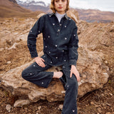 Jeans Silene negro bordado