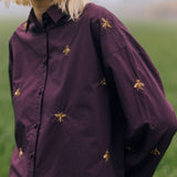 Blusa Nacar vino bordada a mano