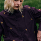 Blusa Nacar vino bordada a mano