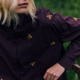 Blusa Nacar vino bordada a mano