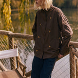 Blusa Nacar chocolate bordado a mano