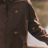 Blusa Nacar chocolate bordado a mano