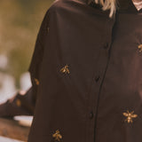 Blusa Nacar chocolate bordado a mano