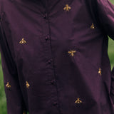 Blusa Nacar vino bordada a mano