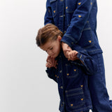 Mini Chaqueta Louisa índigo bordado