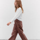 Mini Jeans Silene café bordado