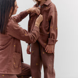 Mini Chaqueta Louisa café bordado