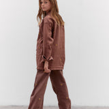 Mini Chaqueta Louisa café bordado