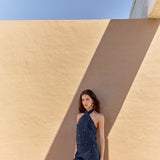 Top Brume azul bordado