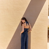 Pantalón Voile azul bordado