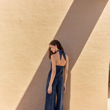 Pantalón Voile azul bordado