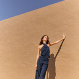 Pantalón Voile azul bordado