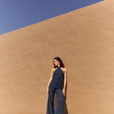 Pantalón Voile azul bordado