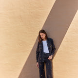 Jeans Silene negro bordado