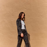 Jeans Silene negro bordado
