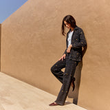 Jeans Silene negro bordado