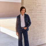 Jeans Silene índigo bordado