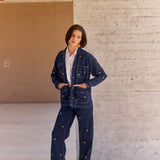 Chaqueta Louisa índigo bordado