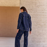 Jeans Silene índigo bordado
