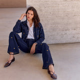 Jeans Silene índigo bordado