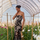Vestido Rosé flores negro