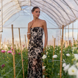 Vestido Rosé flores negro
