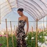 Vestido Rosé flores negro