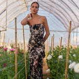 Vestido Rosé flores negro