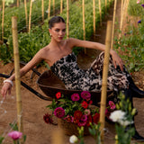 Vestido Rosé flores negro