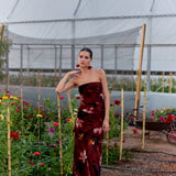 Vestido Rosé flores rojo
