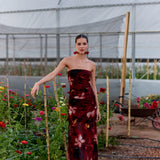 Vestido Rosé flores rojo
