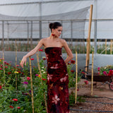 Vestido Rosé flores rojo