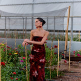 Vestido Rosé flores rojo