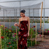 Vestido Rosé flores rojo
