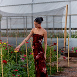 Vestido Rosé flores rojo