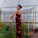 Vestido Rosé flores rojo