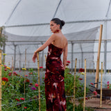 Vestido Rosé flores rojo
