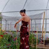 Vestido Rosé flores rojo