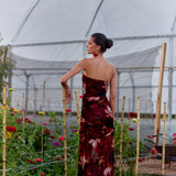 Vestido Rosé flores rojo