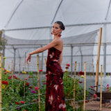 Vestido Rosé flores rojo